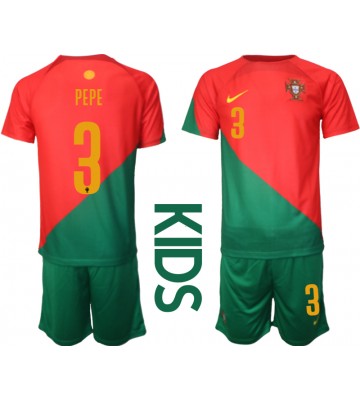 Portugalia Pepe #3 Koszulka Podstawowych Dziecięca MŚ 2022 Krótki Rękaw (+ Krótkie spodenki)